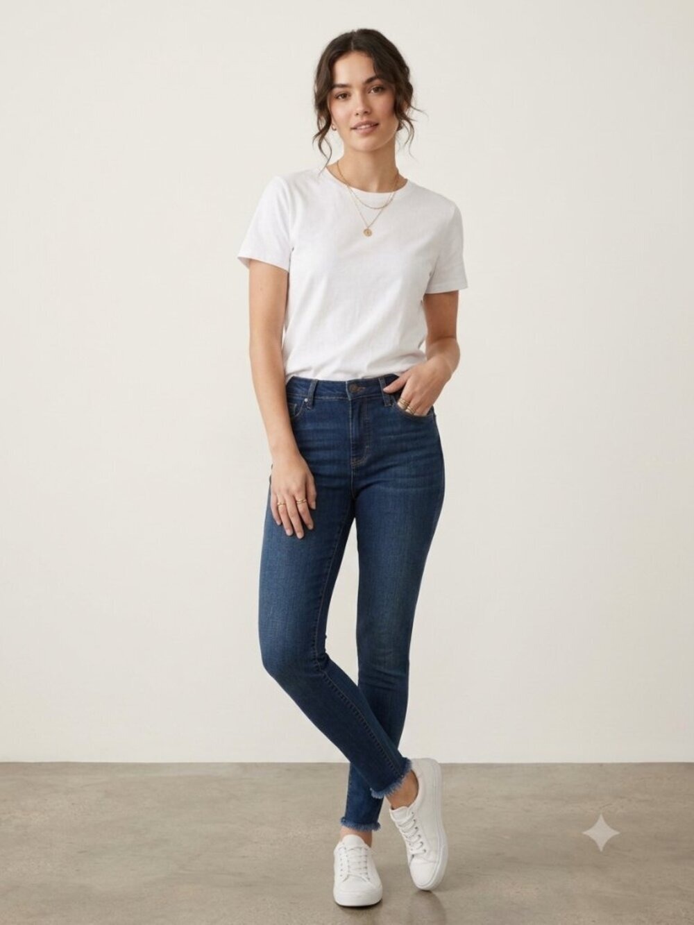 J Brand Alana High-Rise Crop Skinny Jeans Indigo Dark Wash Raw Hem Size 26 0462